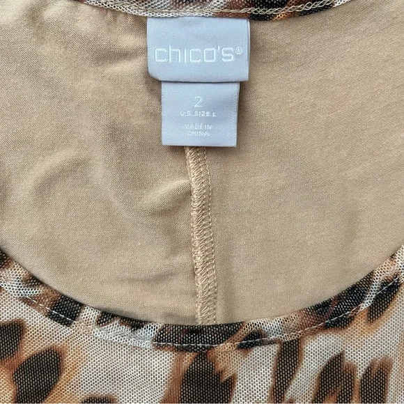 Chico's Cheetah Print Mesh Sleeveless Top | Chico's Animal Print Top Size Large - Picture 8 of 12